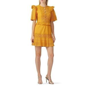 SAYLOR Yellow Pleated Mustard Layla Dress XSMALL